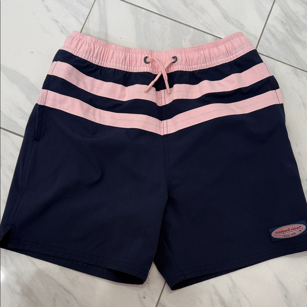 Vineyard Vines Navy and Pink Swim Shorts